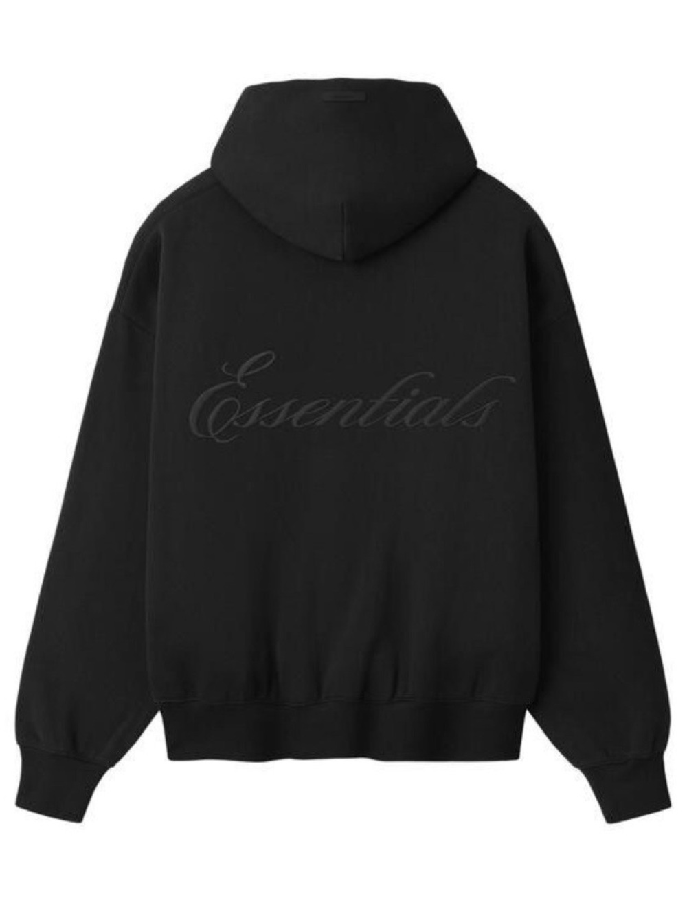 Essentials Black Tonal Script Hoodie